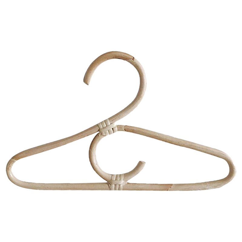Kids' clothes hanger hand woven in natural rattan in a simple shape