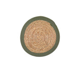 Four round vintage placemats hand woven in golden natural straw