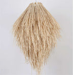 Tall shaggy natural fringe rattan chandelier