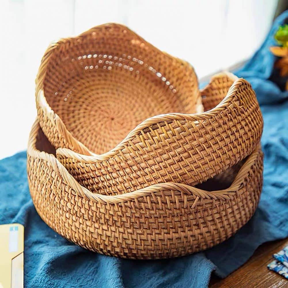 A Handmade Shallow Rattan Basket