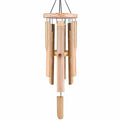 Natural bamboo wind chime with six tubes around a central striker