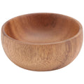 Small round acacia wood bowl with a visible natural grain