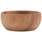 Small round acacia wood bowl with a visible natural grain