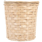 Small round woven bamboo wastebasket with a fitted lid