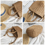 Small structured hand woven rattan handbag with warm natural highlights