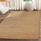 Small natural fiber flatweave rug in a living room