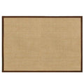 Small beige flatweave rug with a brown fabric border