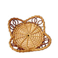 Small round openwork rattan basket with loops