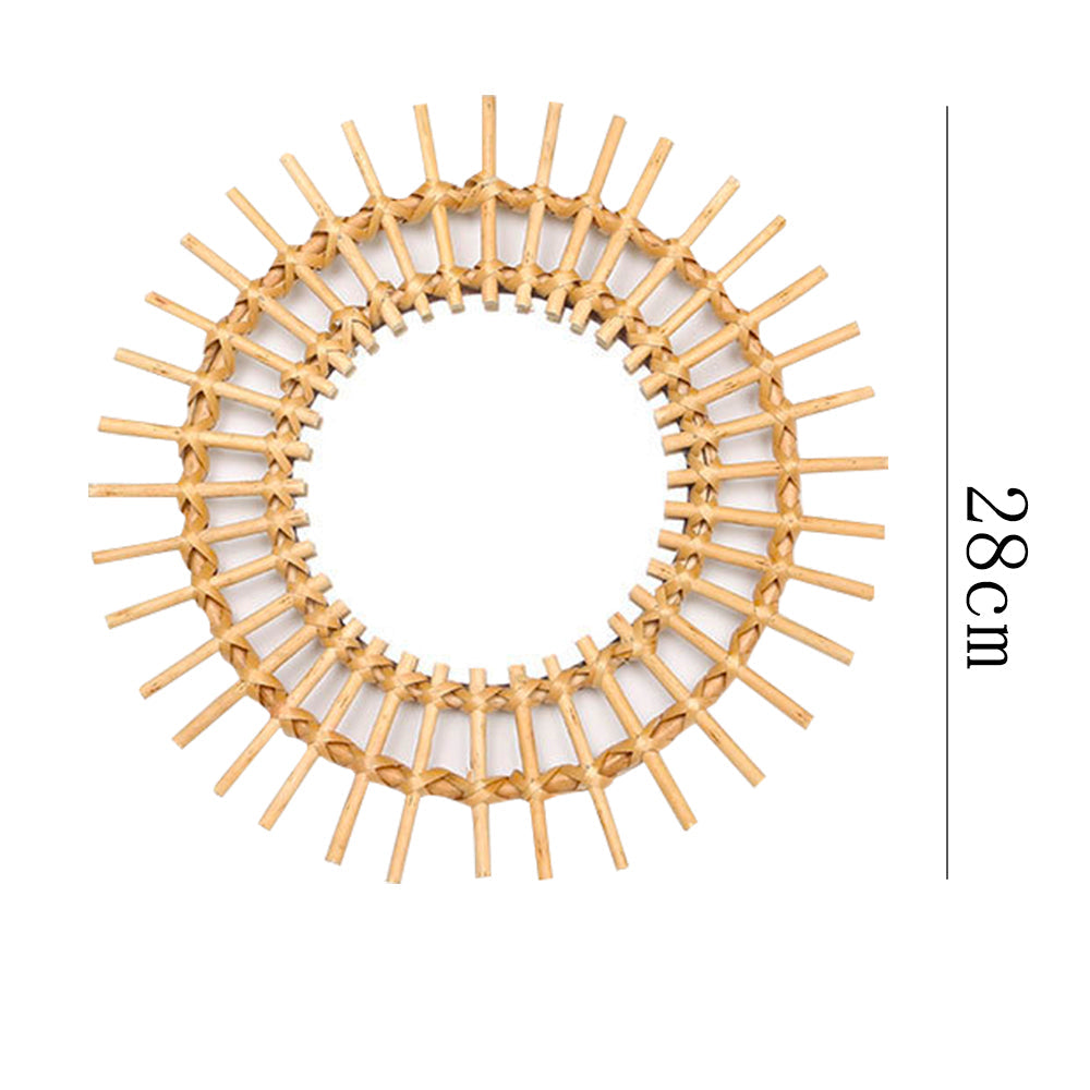 Small round rattan sun mirror