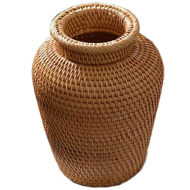 A Small Wicker and Rattan Vase