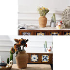 Small handwoven rattan urn shaped vase