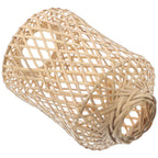 Small lantern shaped lamp shade in beige woven bamboo
