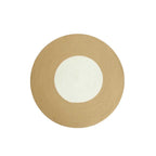 Small round braided mat with a natural border and white center