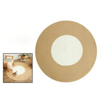 Small round braided mat with a natural border and white center