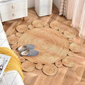 Small round jute rug with braided circle edge