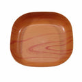 Small square plate with a warm wood grain and rounded corners