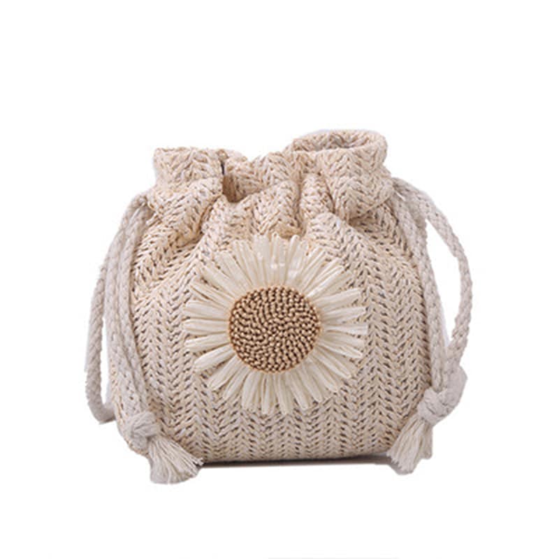 Small woven crossbody bag with an adjustable strap in beige or brown
