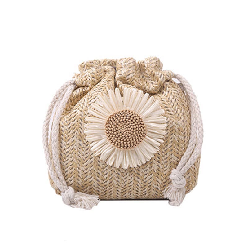 Small woven crossbody bag with an adjustable strap in beige or brown