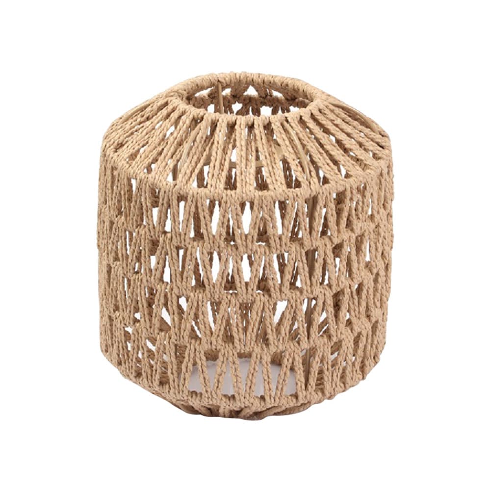Small woven rattan cylinder pendant in a bright kitchen