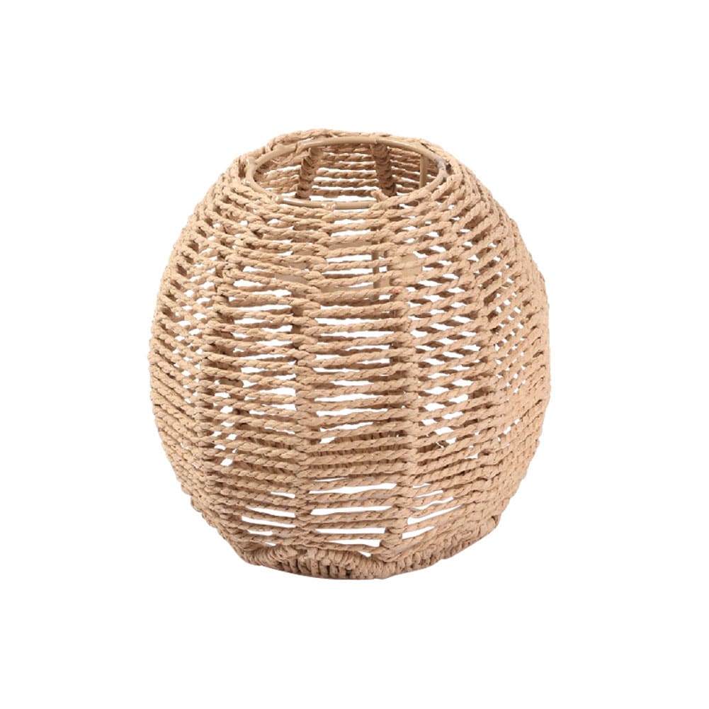 Small woven rattan cylinder pendant in a bright kitchen