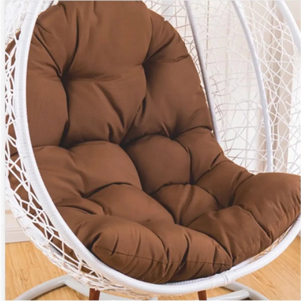 Large thick plush cushion shaped to fill a rattan papasan or egg chair