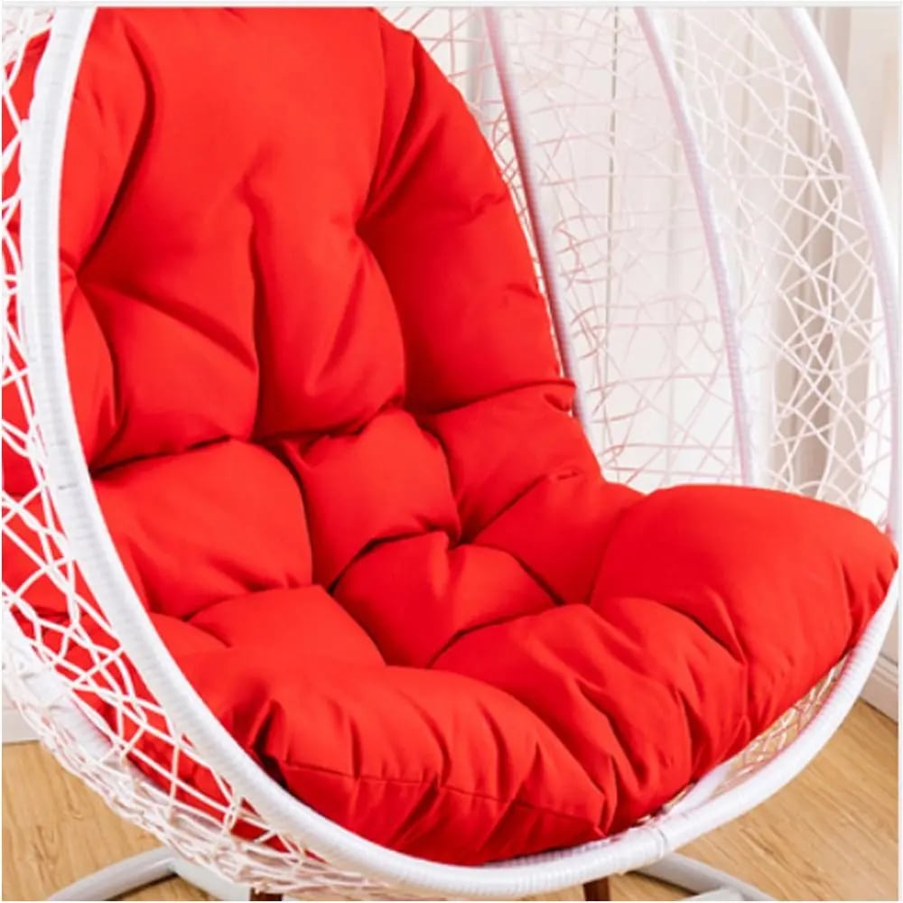 Large thick plush cushion shaped to fill a rattan papasan or egg chair
