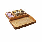 Square handwoven rattan tray with crisp corners