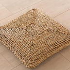 Square cushion tightly hand woven in dark rattan