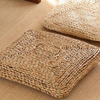 Square cushion tightly hand woven in dark rattan