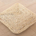 Square cushion tightly hand woven in light rattan