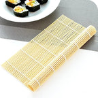 Small square rollable bamboo slat mat with a non slip surface