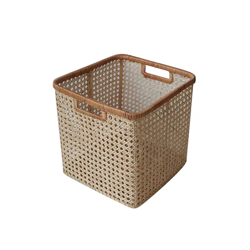 Square Storage in Woven Rattan