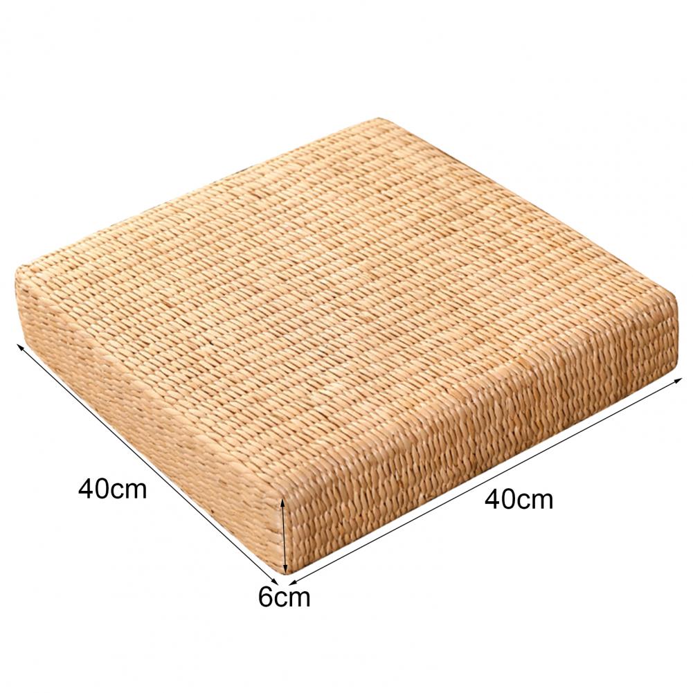 Low square hand woven rattan floor pouf