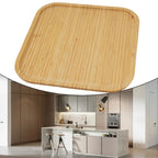Square handwoven bamboo platter with raised edges
