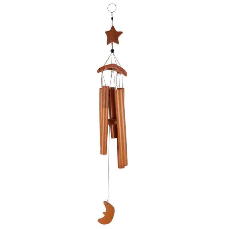 Star shaped bamboo wind chime with hanging bamboo tubes