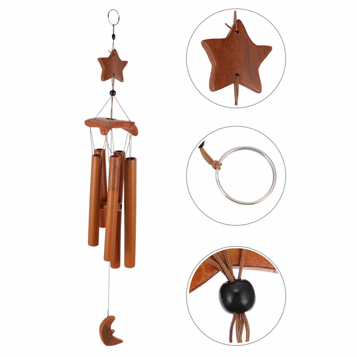 Star shaped bamboo wind chime with hanging bamboo tubes