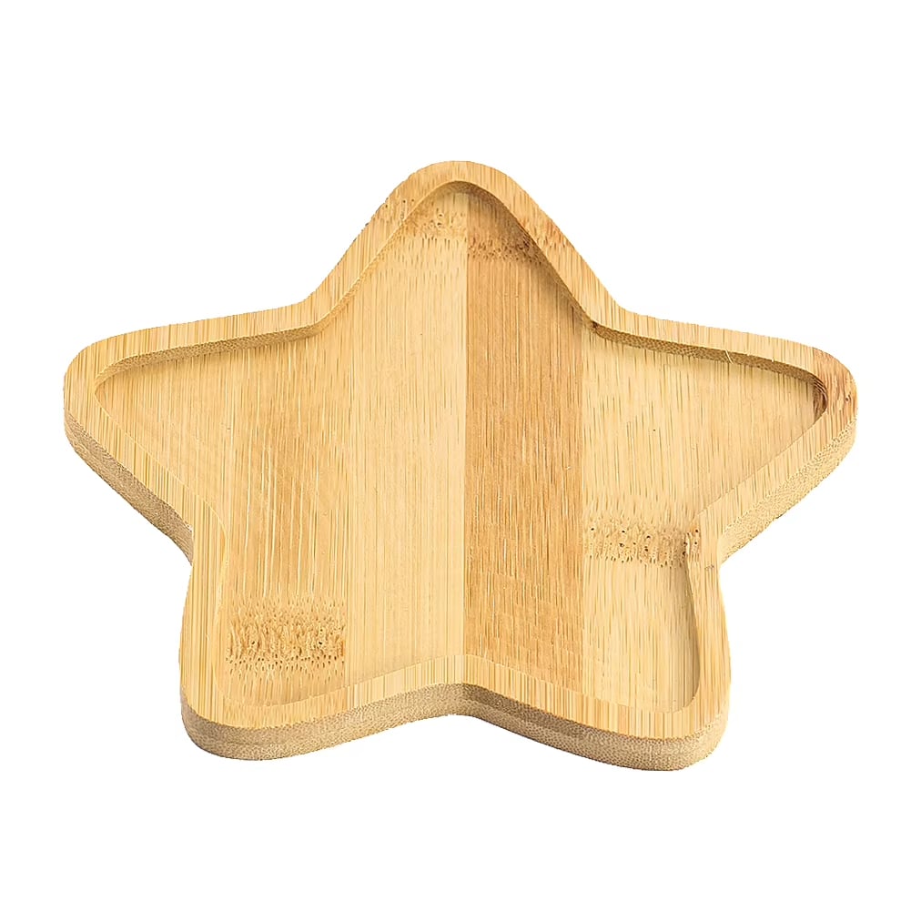 Small star shaped hand woven bamboo plate with regular points