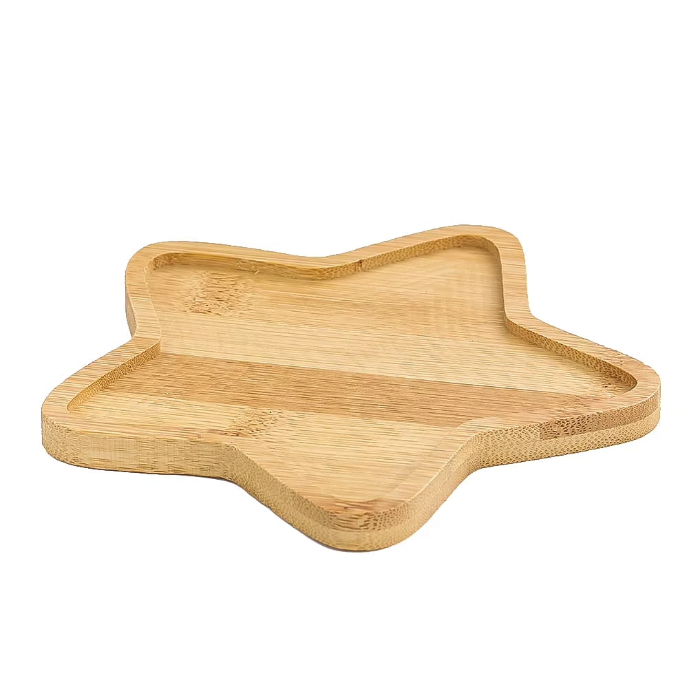 Small star shaped hand woven bamboo plate with regular points