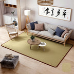 Green tatami mat with a brown border in a living room