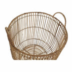 Tall open weave rattan laundry baskets with handles
