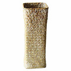 Tall square woven seagrass vase