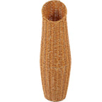 Tall cylinder vase in handwoven brown wicker