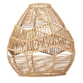 Teardrop shaped lamp shade hand woven in natural rattan