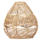 Teardrop shaped lamp shade hand woven in natural rattan