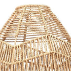 Teardrop shaped lamp shade hand woven in natural rattan