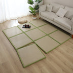 Thick folding Japanese bamboo floor mat in brown with nine panels