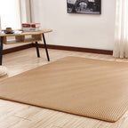 Thick woven rattan tatami mat in a bright living room