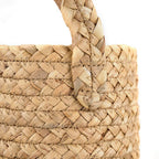 Two tone woven hanging planter with white base and dark strap