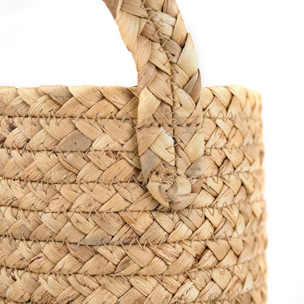 Two tone woven hanging planter with white base and dark strap