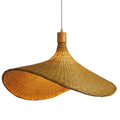 Wavy conical hat pendant woven in bamboo